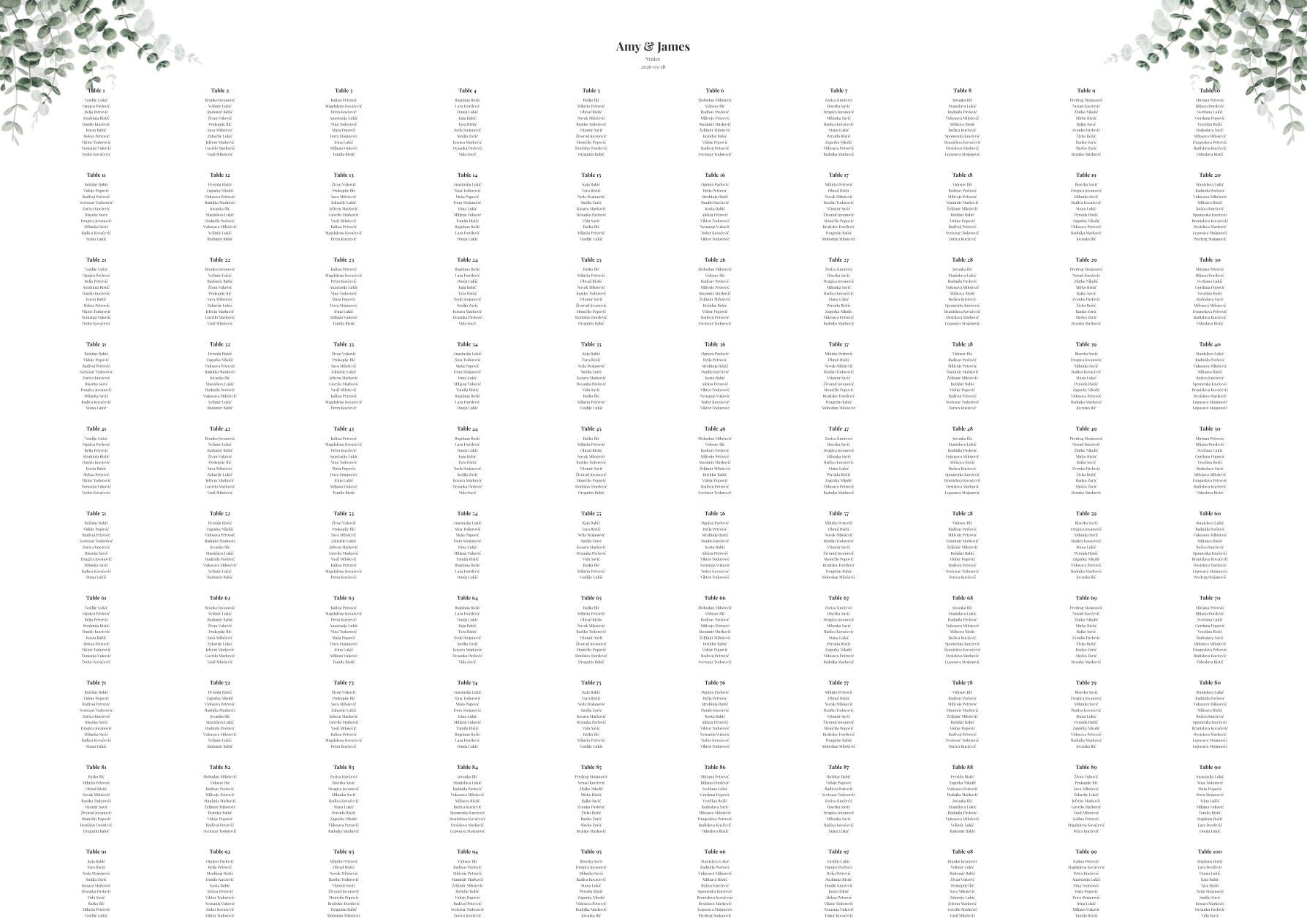 Wedding seating chart preview three